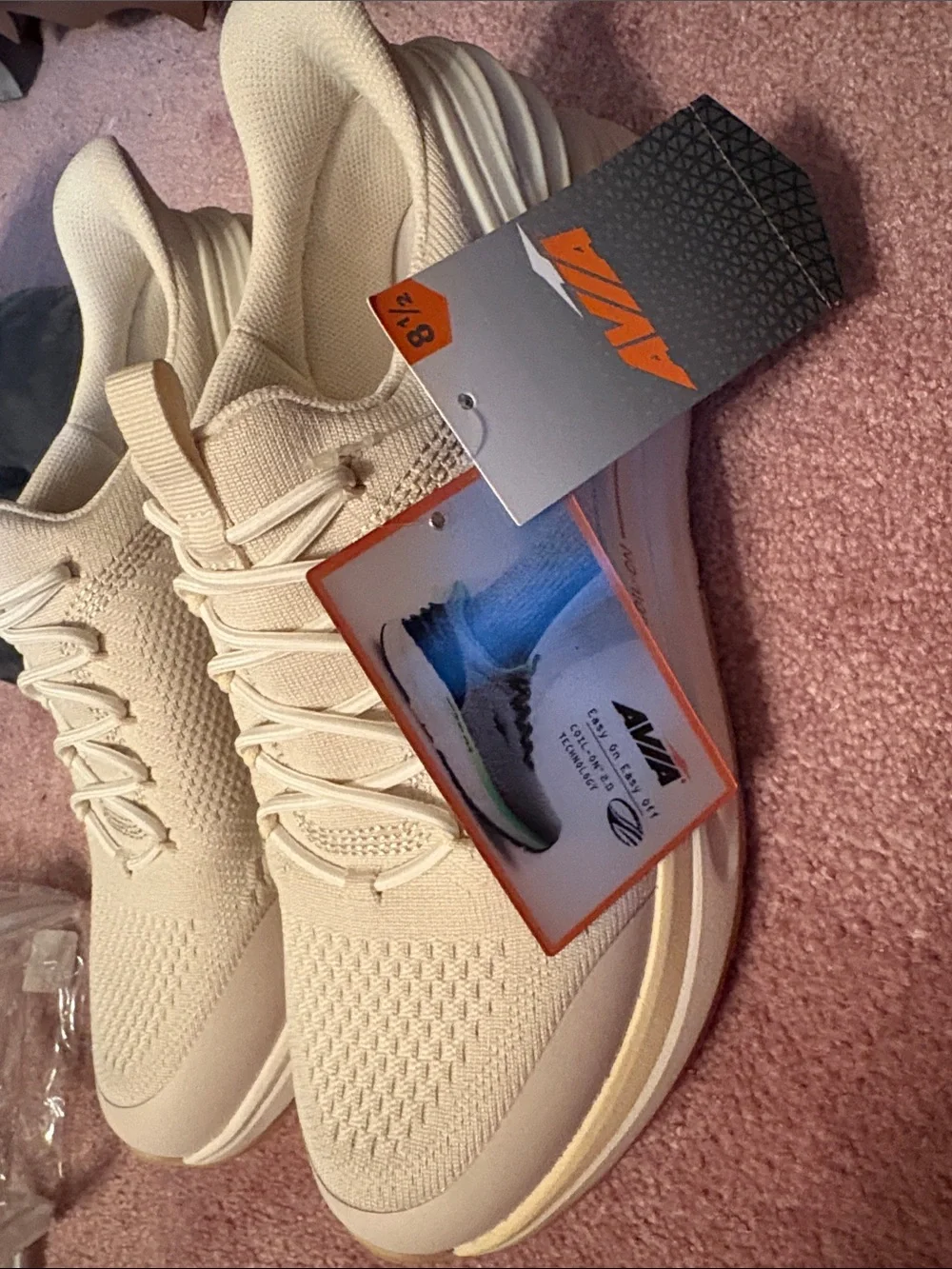 Avia Men's Knit Athletic Sneakers in Off-White